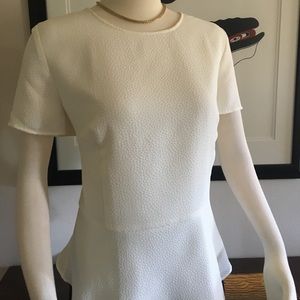 Talbots Size 14 Ivory Peplum Top